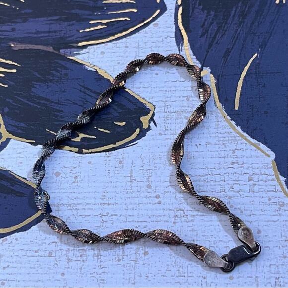 Vintage 925 Sterling Silver stamped ITALY Twisted Metal Bracelet Unisex C2 - Picture 2 of 6